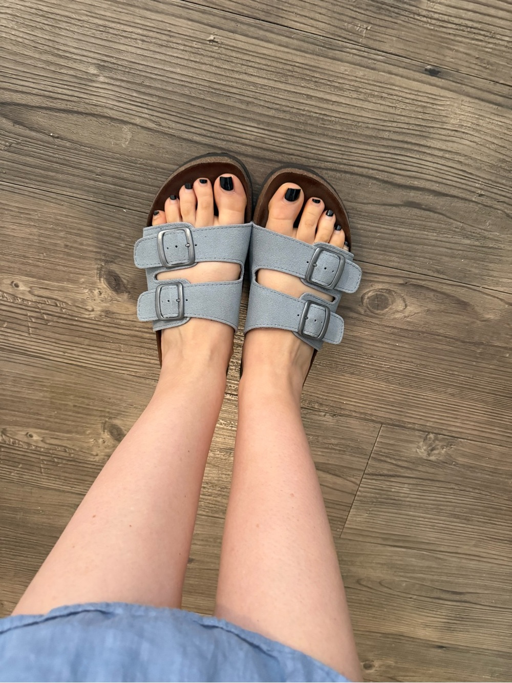 White Mountain Double-Buckle Slide Sandals in Blue